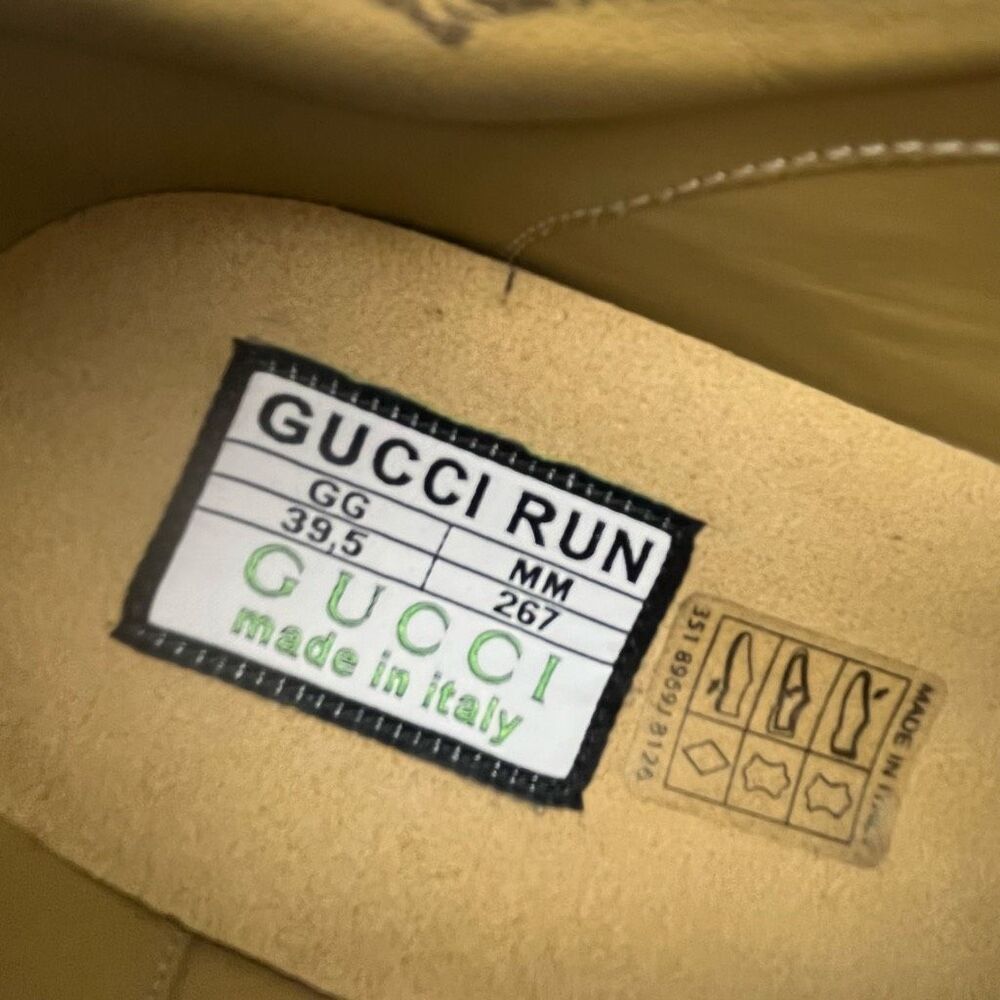 GUCCI Brown Run GG Logo Sneakers Size 39.5 US 9 Low Top Lace Up Monogram - Picture 11 of 14